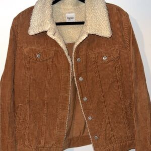 Kensie Brown Jean Jacket with Cream Sherpa Collar